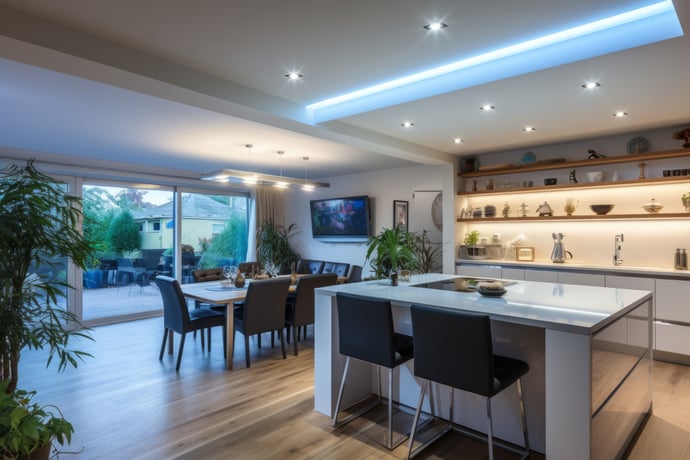 Stock photo of LED lighting in modern kitchen