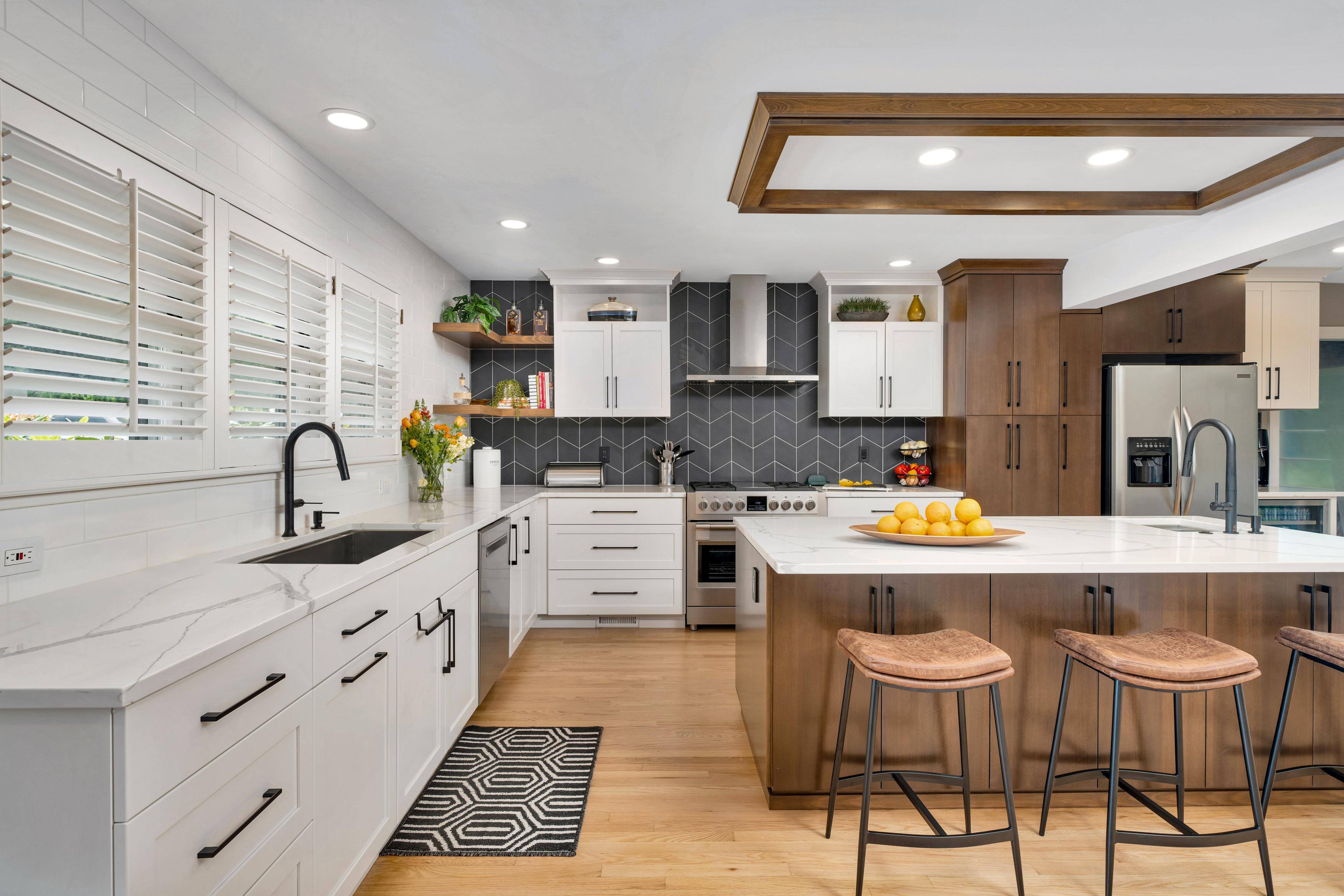 Southwest Hills Kitchen full view of remodeled kitchen by Creekstone Design + Remodel