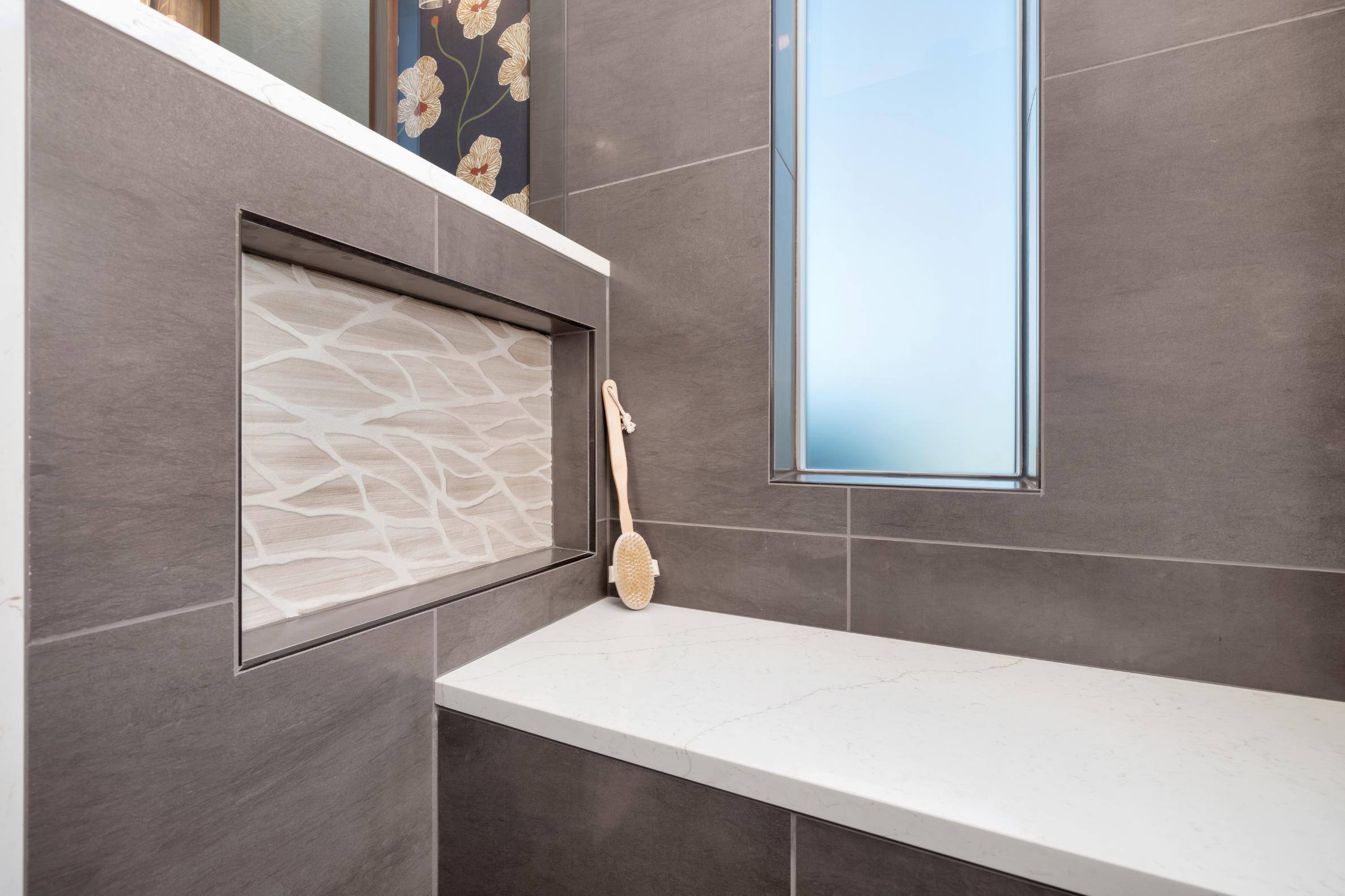 Remodeled bathroom bathtub area in Forest Grove, OR by Creekstone Design + Remodel