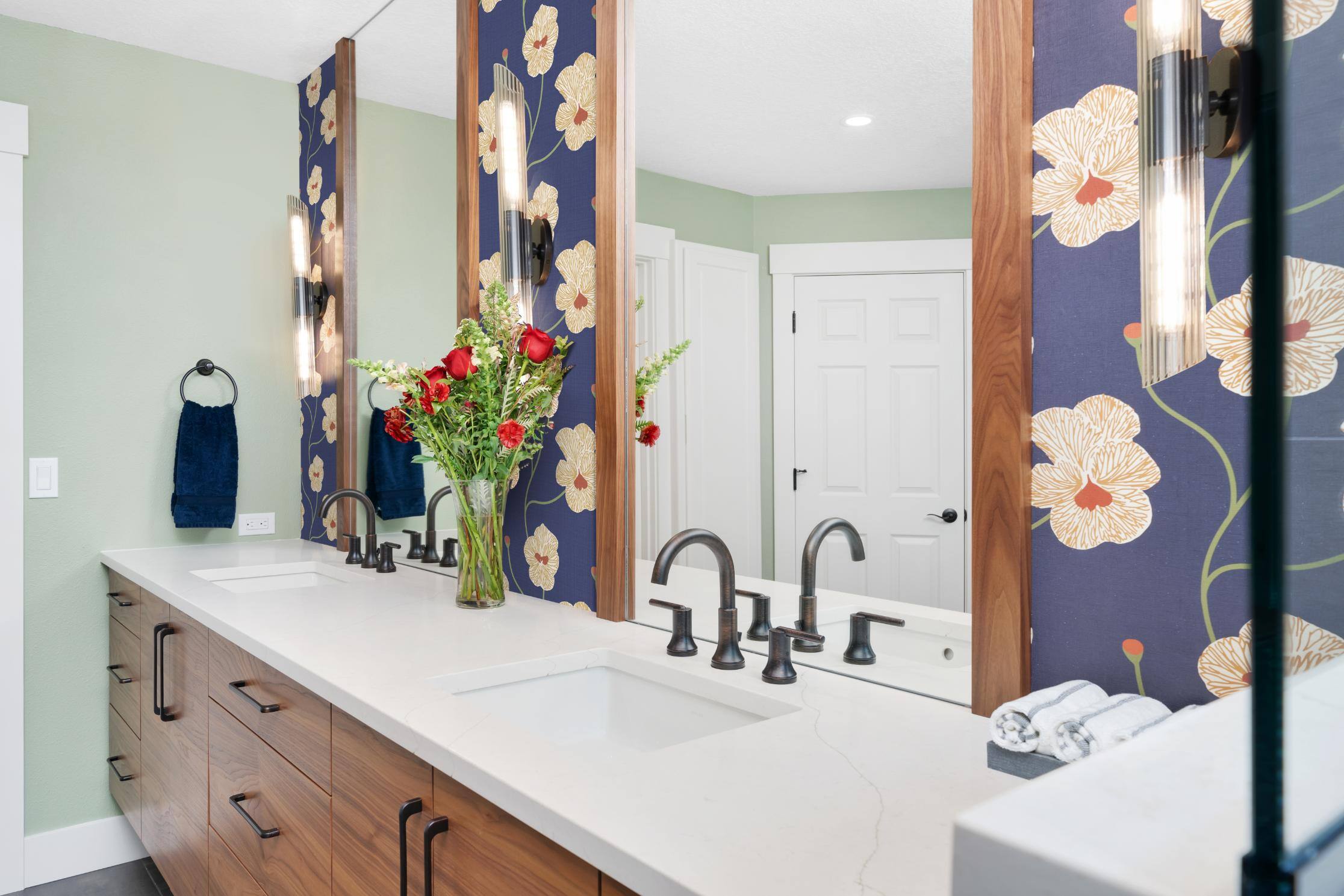 Remodeled bathroom vanity and sink area in Forest Grove, OR by Creekstone Design + Remodel