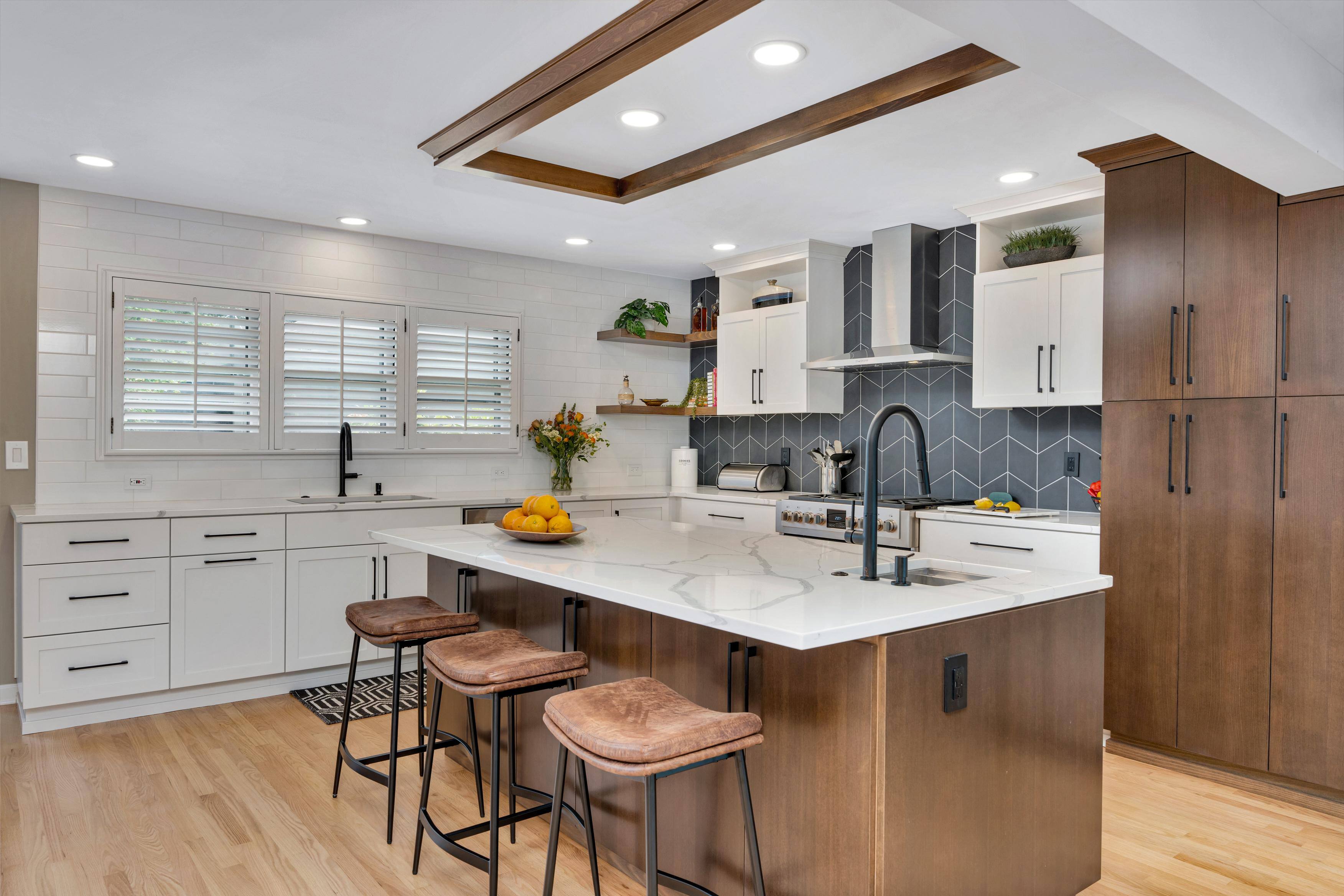 Southwest Hills Kitchen remodel with island and barstools by Creekstone Design + Remodel