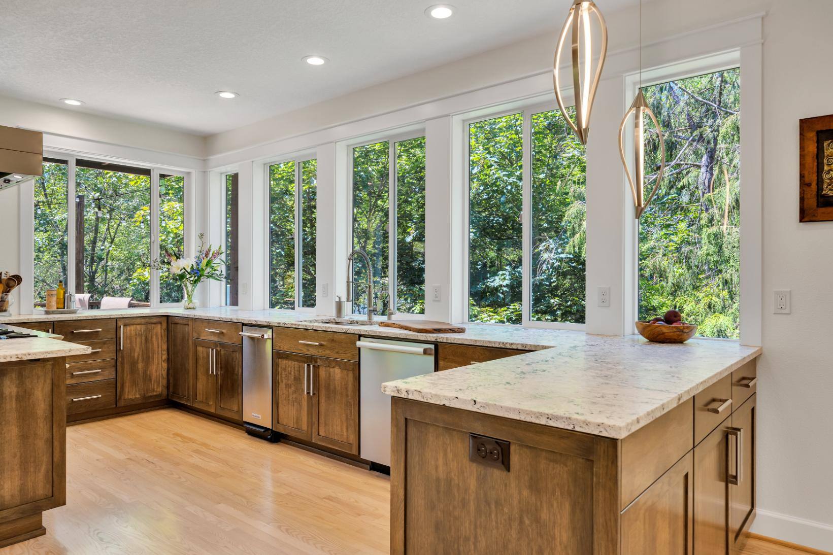 West-Sylvan Kitchen Remodel counter area and windows by Creekstone Design + Remodel